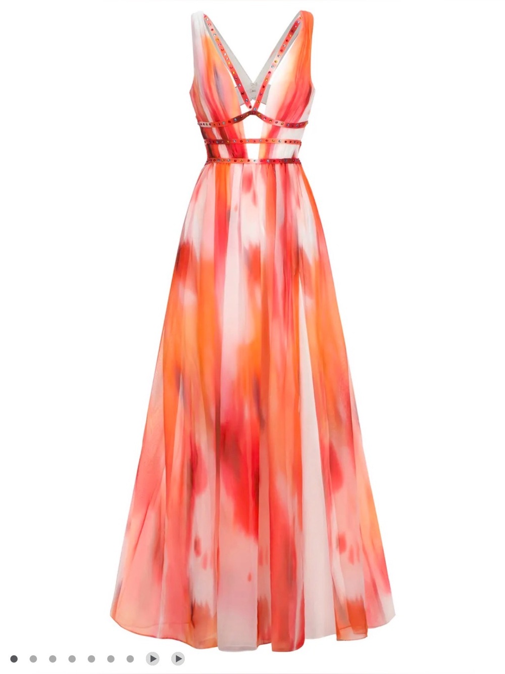 Asymmetrical Multi-Color Open-Back Maxi Dress - Picture 2 of 3